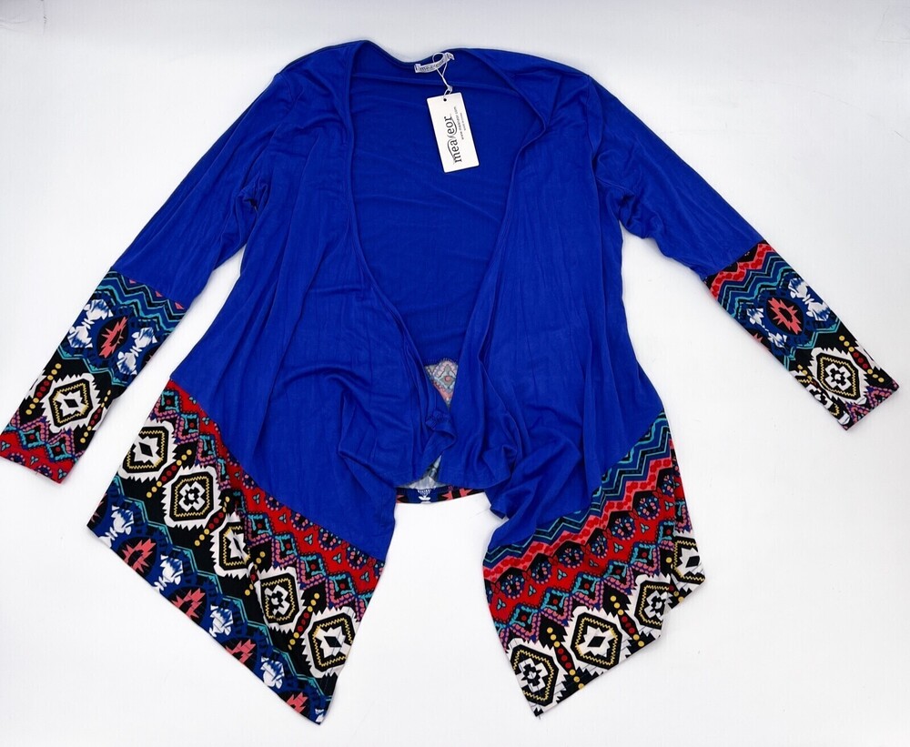 New Meaneor Cardigan Womens Small Blue Open Front Lightweight